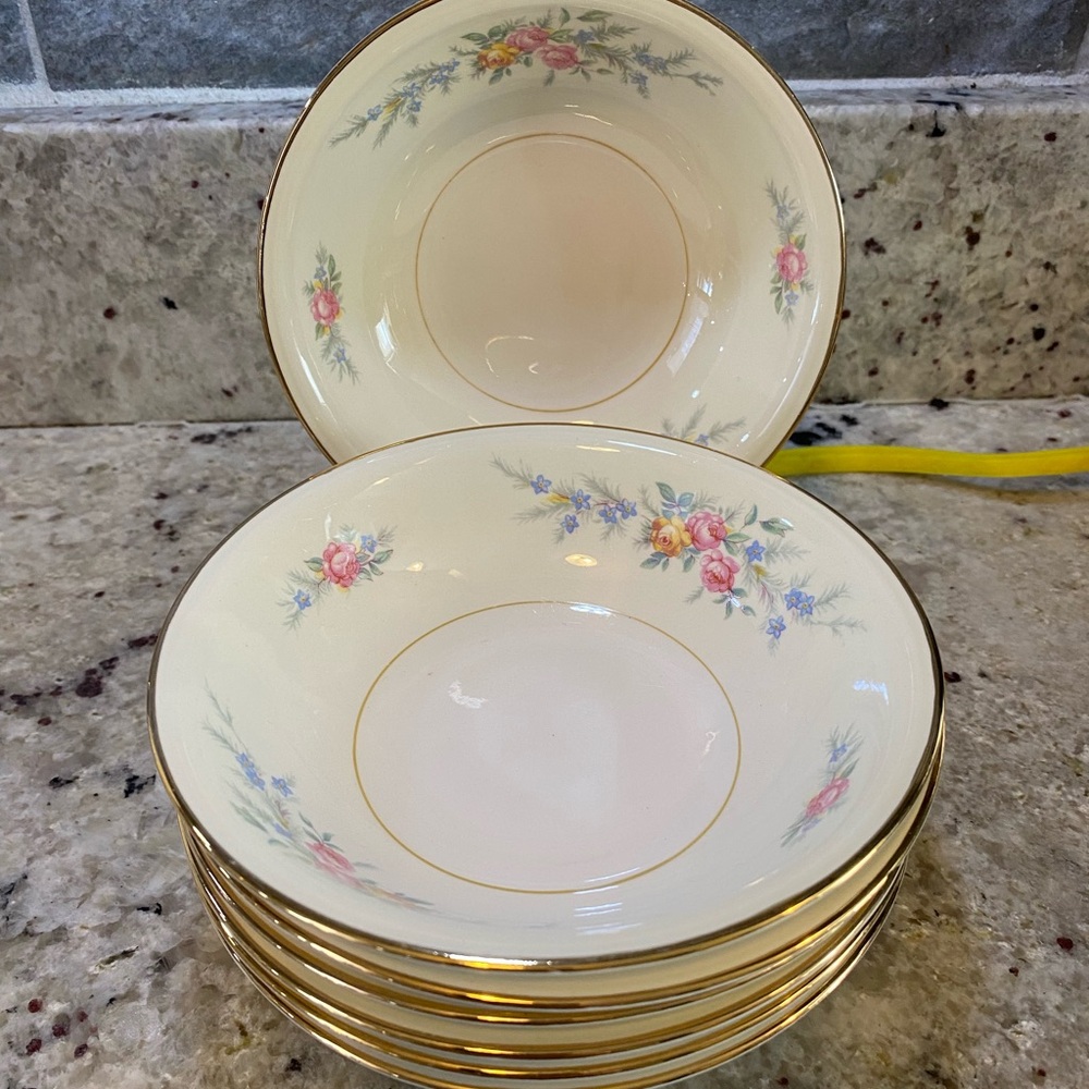 Homer Laughlin Eggshell Nautilus Set Of 7 Berry Bowls Ferndale‎ pattern